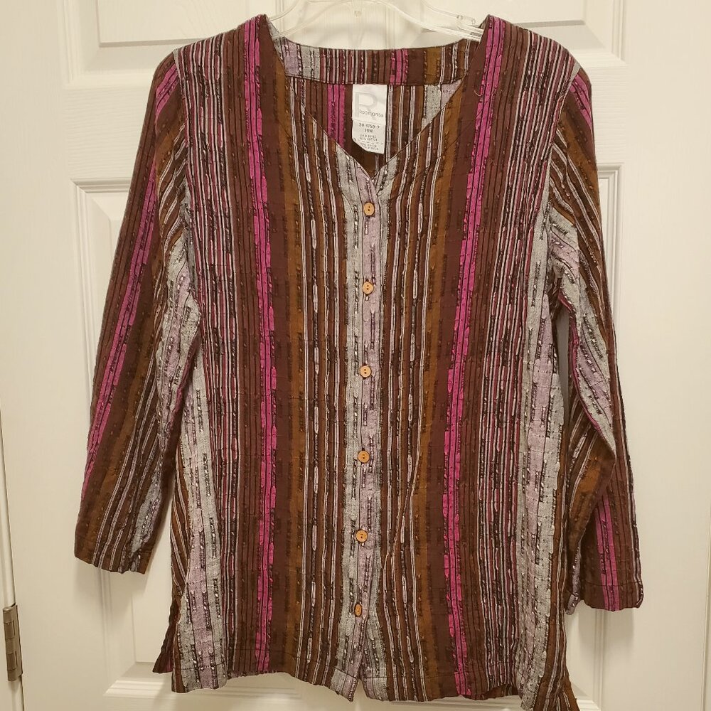 Colorful Striped Long-Sleeved Blouse